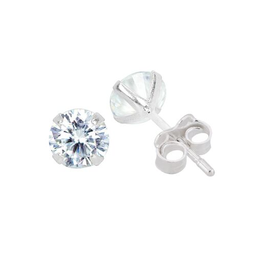 Brinco Prata Zircônia Redonda 3mm