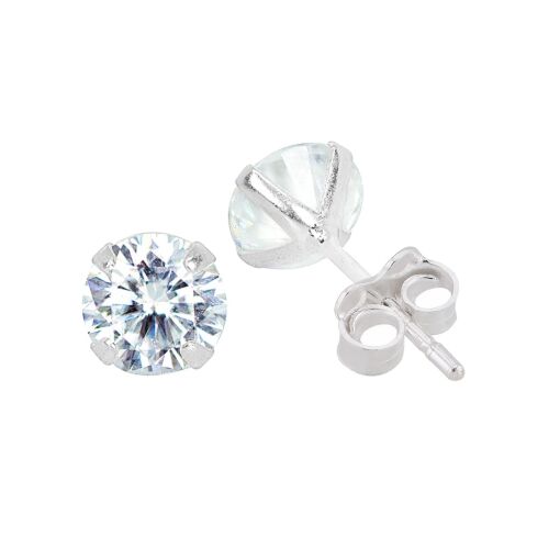 Brinco Prata Zircônia Redonda 4mm