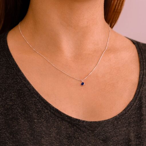 Colar Prata Zircônia Azul 5mm