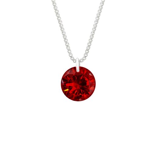 Colar Prata Ponto de Luz Vermelho 6mm