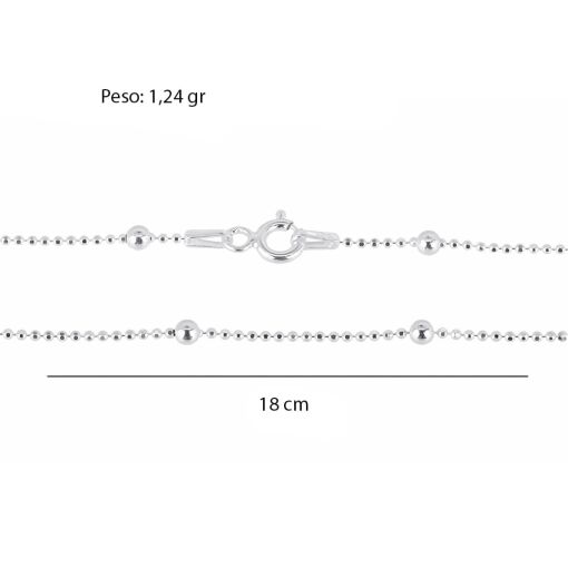 Corrente Prata Com Bolinha 3mm