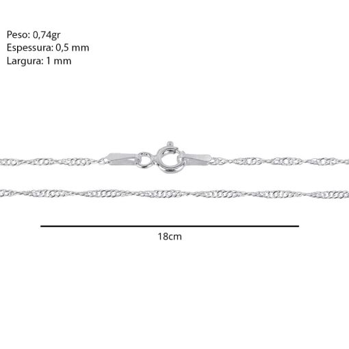 Corrente Prata Singapura Fio 1mm