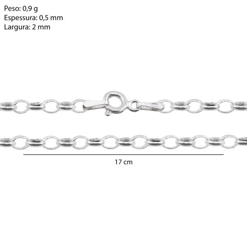 Corrente Prata Oval 17cm