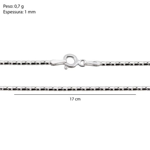 Corrente Prata Catena Fina 17cm