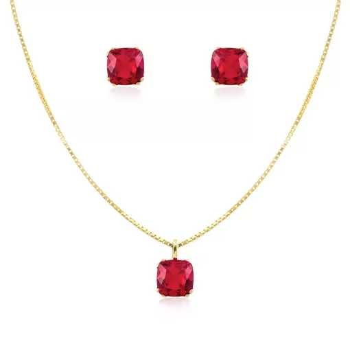 Conjunto em Ouro 18K e Quartzos Rubi