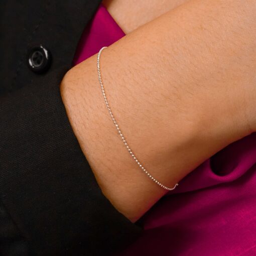 Pulseira Prata Fio Bolinha 17cm
