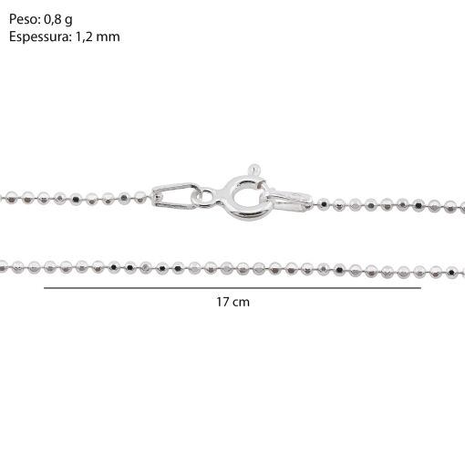 Pulseira Prata Fio Bolinha 17cm