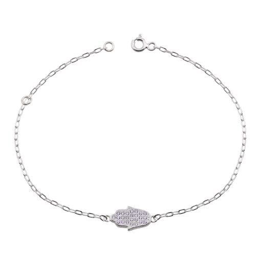Pulseira Prata e Ródio Mão de Fátima
