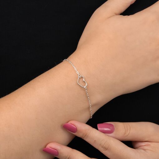 Pulseira Prata Coração