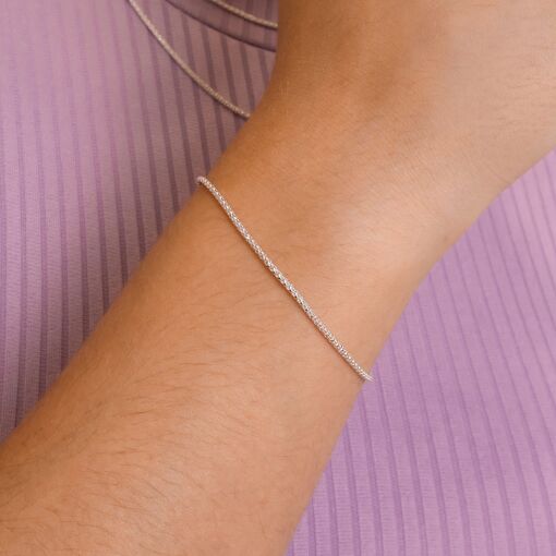 Pulseira Prata Fio Pipoca 17cm