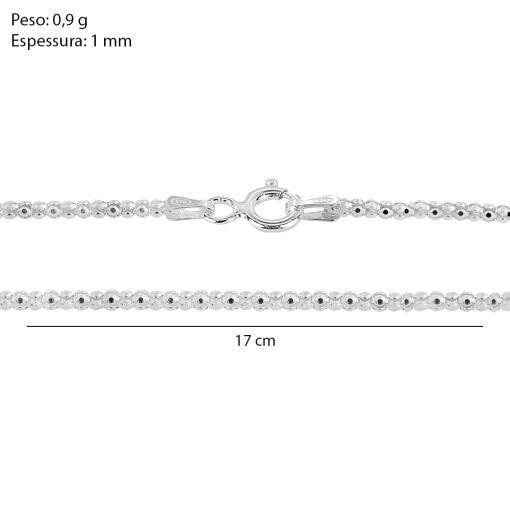 Pulseira Prata Fio Pipoca 17cm