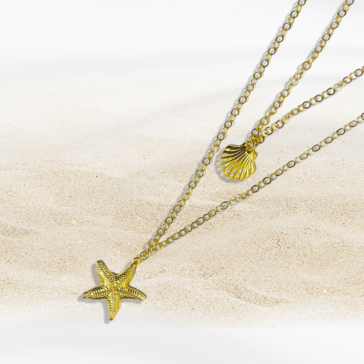 Colar Duplo Concha e Estrela do Mar