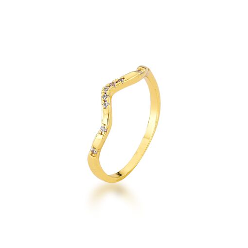 Anel Ondulado Com Zircônias