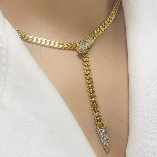 Choker Cobra Entrelaçada Cravejada