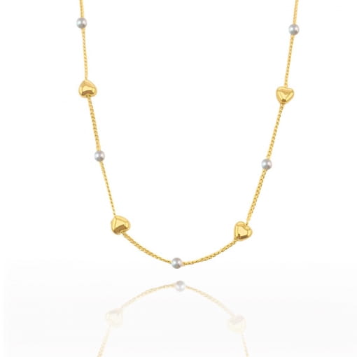 Choker Corações e Pérolas