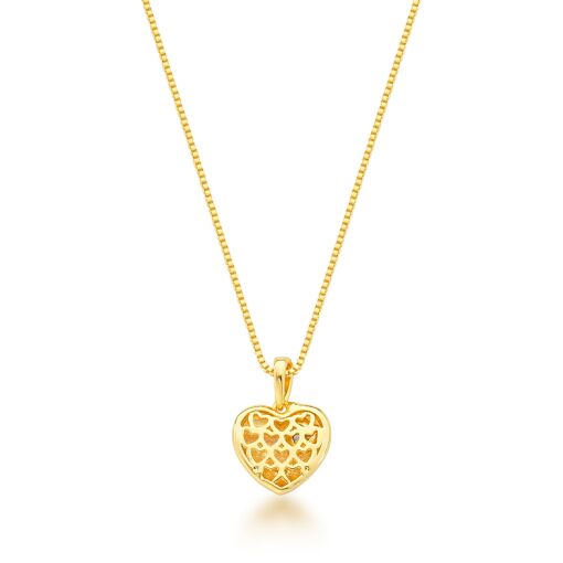 Colar Ouro Coração Liso 1 Zircônia