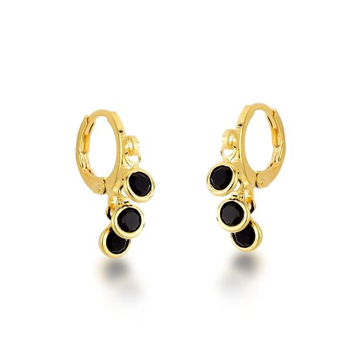 Argola 3 Pingentes Ponto de Luz Preto