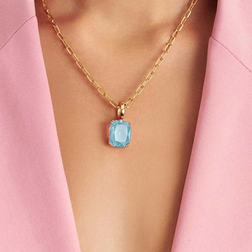 Pingente Cristal Retangular Fecho Click