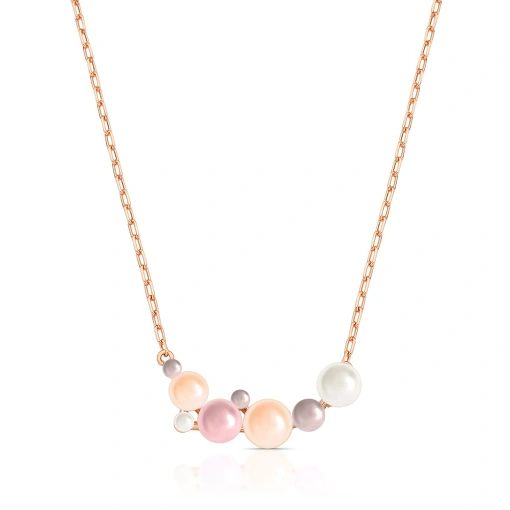 Colar de Pérola Rosé e Banho de Ouro Rosé