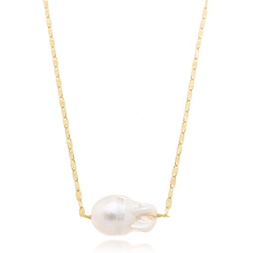 Choker Delicada com Pingente Pérola Barroca no banho de Ouro 18k
