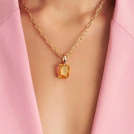 Pingente Cristal Retangular Fecho Click