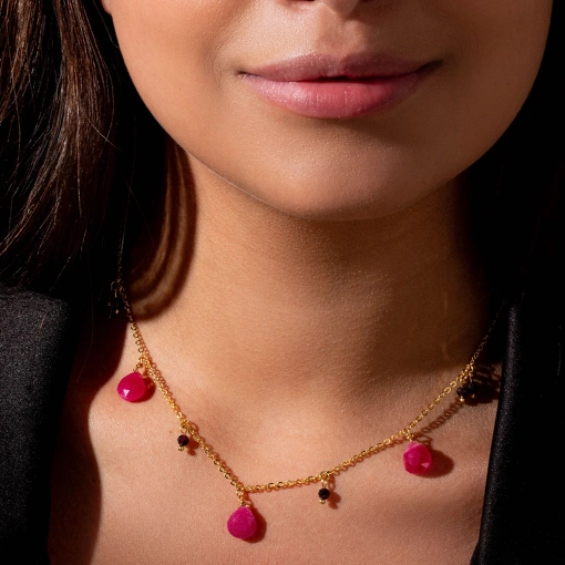 Choker Mini Pedra Natural e Banho de Ouro 18K