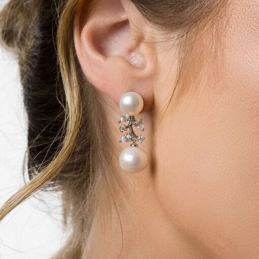 Brinco Zircônia e Pérola Barroca