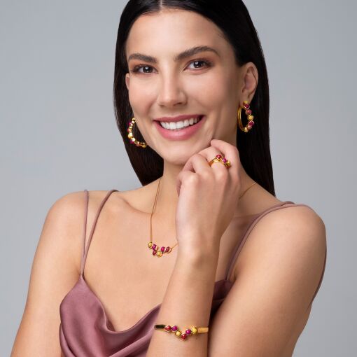 Colar com Pedra Natural banhado a Ouro 18k