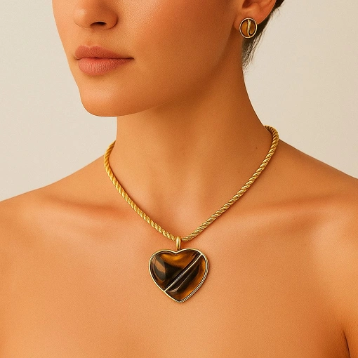 Pingente Coração Olho de Tigre