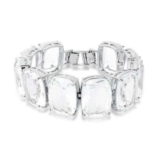 Pulseira com cristal quadrado incolor banhada a Ródio Branco