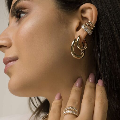 Piercing Fake no Banho de ouro 18K com Zircônias