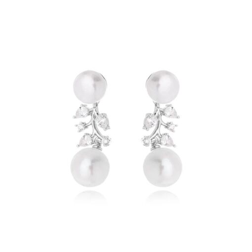 Brinco Zircônia e Pérola Barroca