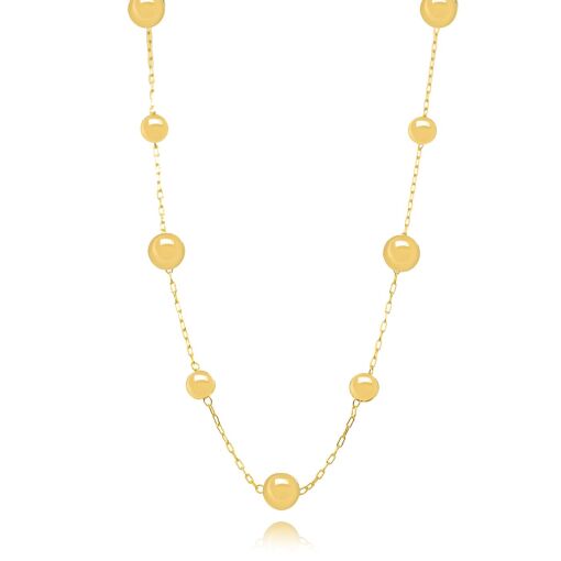 Colar Longo de Esferas Dourado