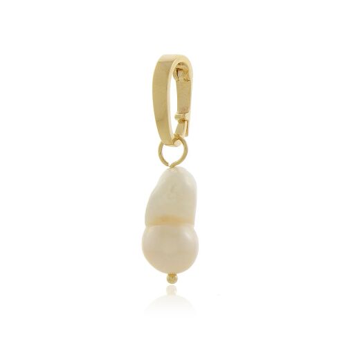 Pingente de Pérola Natural Dupla no banho de Ouro 18k