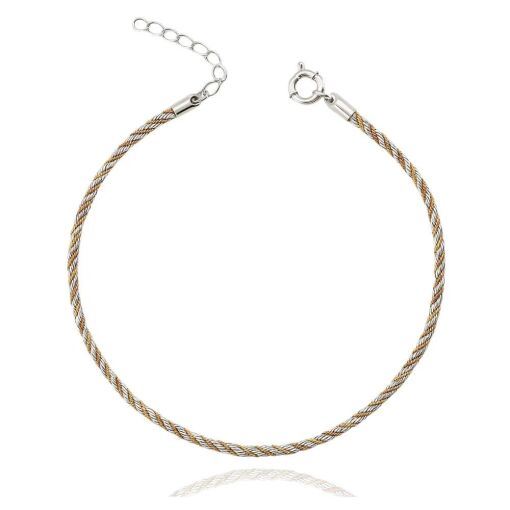 Colar Náutico Banho de Ouro 18k Ródio, Ródio Branco e Ouro Rose