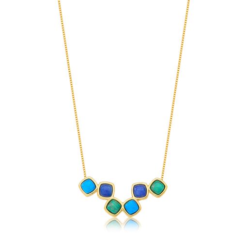 Colar com Pedra Natural banhado a Ouro 18k