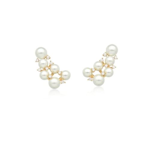 Brinco Ear Cuff Pérola Shell e Zircônias