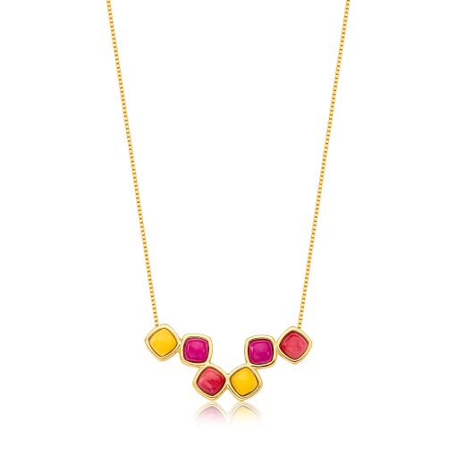 Colar com Pedra Natural banhado a Ouro 18k