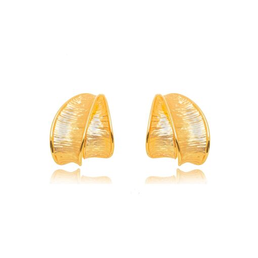 Brinco Folha Acetinado Dourado