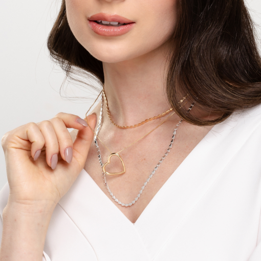 COLAR CORAÇÃO VAZADO OURO 18K