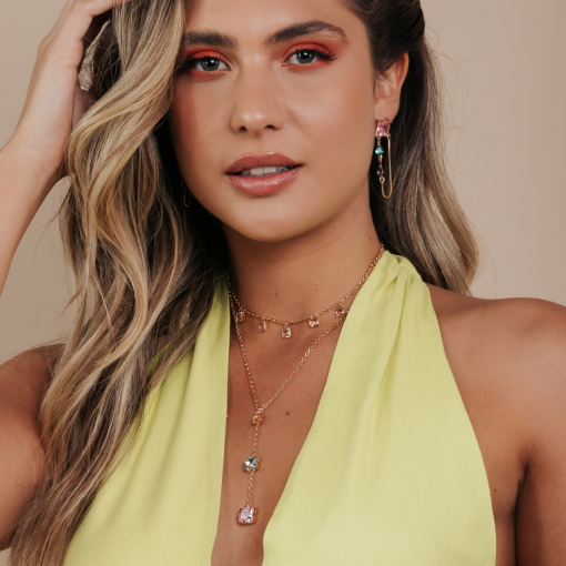 COLAR CRAVATA COLORS OURO 18K