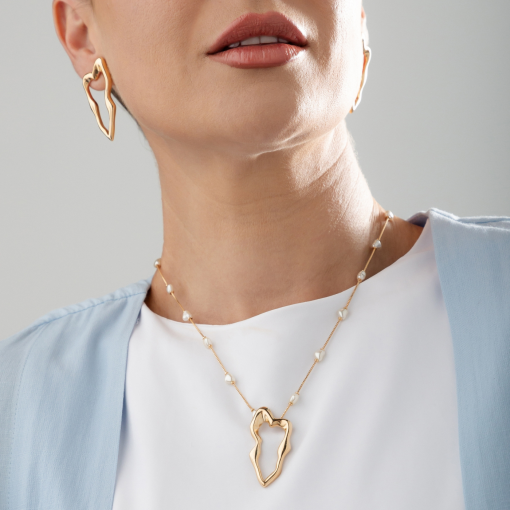 COLAR CORAÇÃO COM PÉROLAS OURO 18K