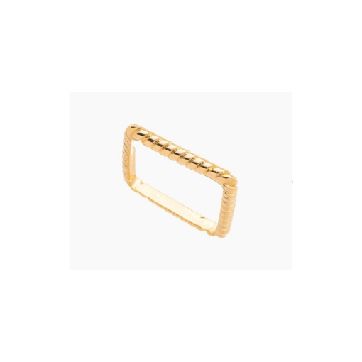 ANEL QUADRADO OURO 18K