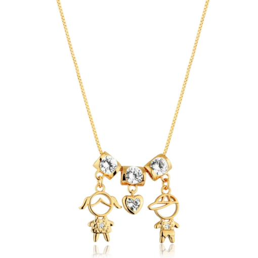 COLAR CASAL ZIRCÔNIA OURO 18K