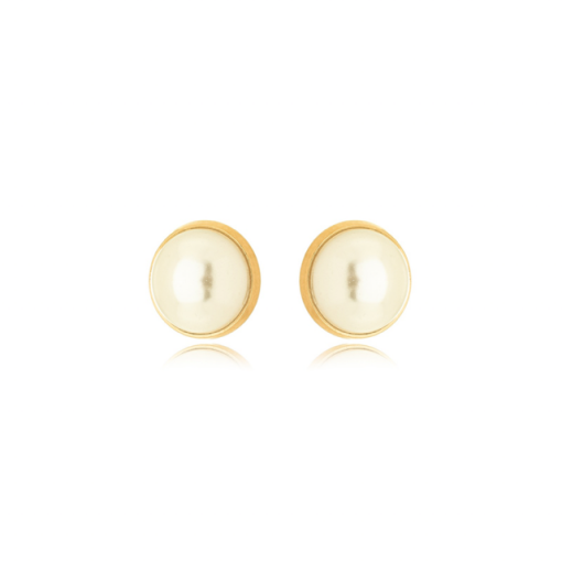BRINCO PÉROLA COM BASE OURO 18K