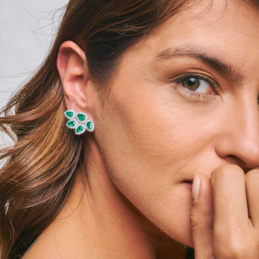 EAR CUFF GOTAS ESMERALDA RÓDIO BRANCO