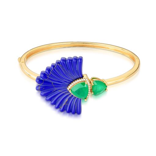 BRACELETE PAVÃO AZUL C/ ESMERALDA FUSION