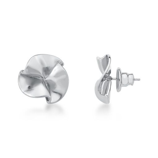 BRINCO LEQUE ACETINADO RODIO BRANCO