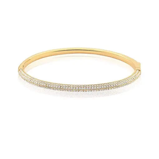 BRACELETE ZIRCÔNIA TRES FILEIRAS OURO