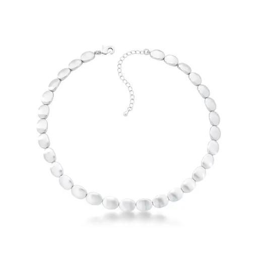 COLAR ESFERAS ACETINADA RODIO BRANCO